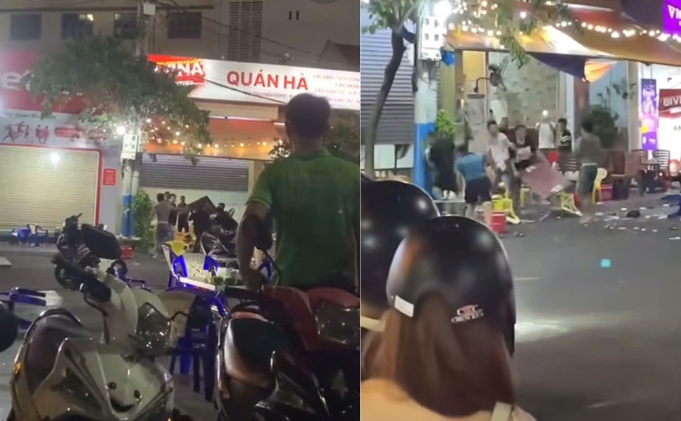 2 nhóm lao vào hỗn chiến tại quán nhậu H trên đường Diên Hồng. Ảnh: