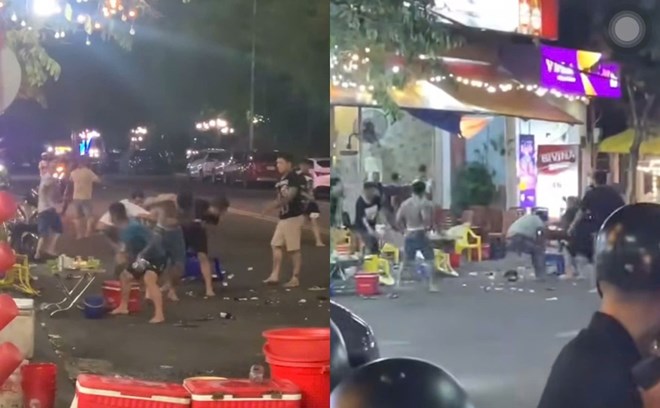 Hỗn chiến từ trong quán nhậu ra đến giữa đường ở Gia Lai, mảnh chai, ly vỡ vung vãi khắp nơi